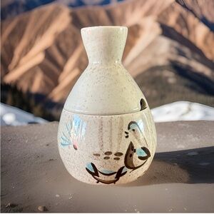 VTG Red Wing BOB WHITE QUAIL Lidded SUGAR BOWL Speckled Cream Brown Blue